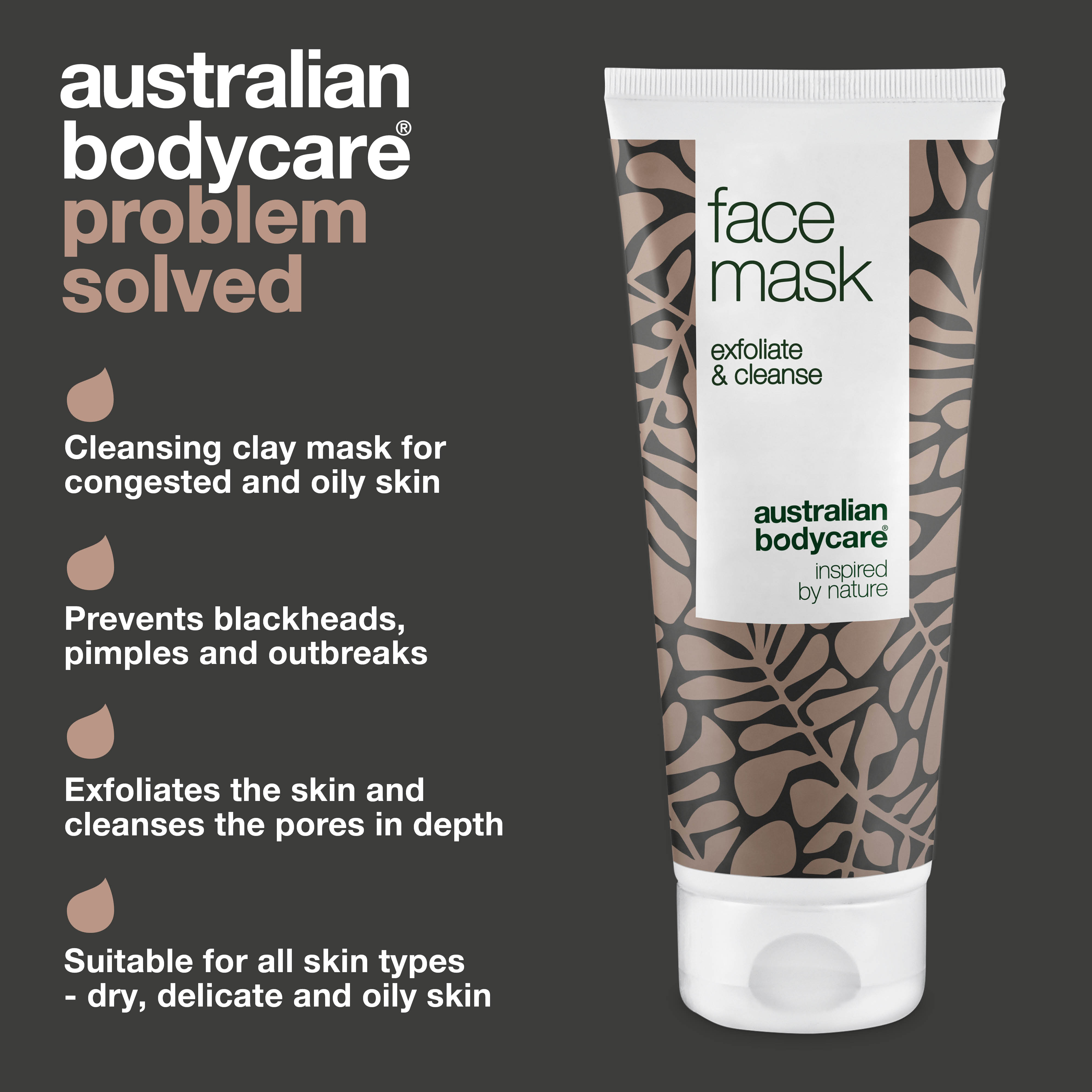 Gözenek tıkalı ve yağlı ciltler için arındırıcı yüz maskesi — Kadın ve erkeklere uygun kil maskesi; siyah nokta ve sivilceleri hedefleyerek cildi derinlemesine temizlemeye yardımcı olur