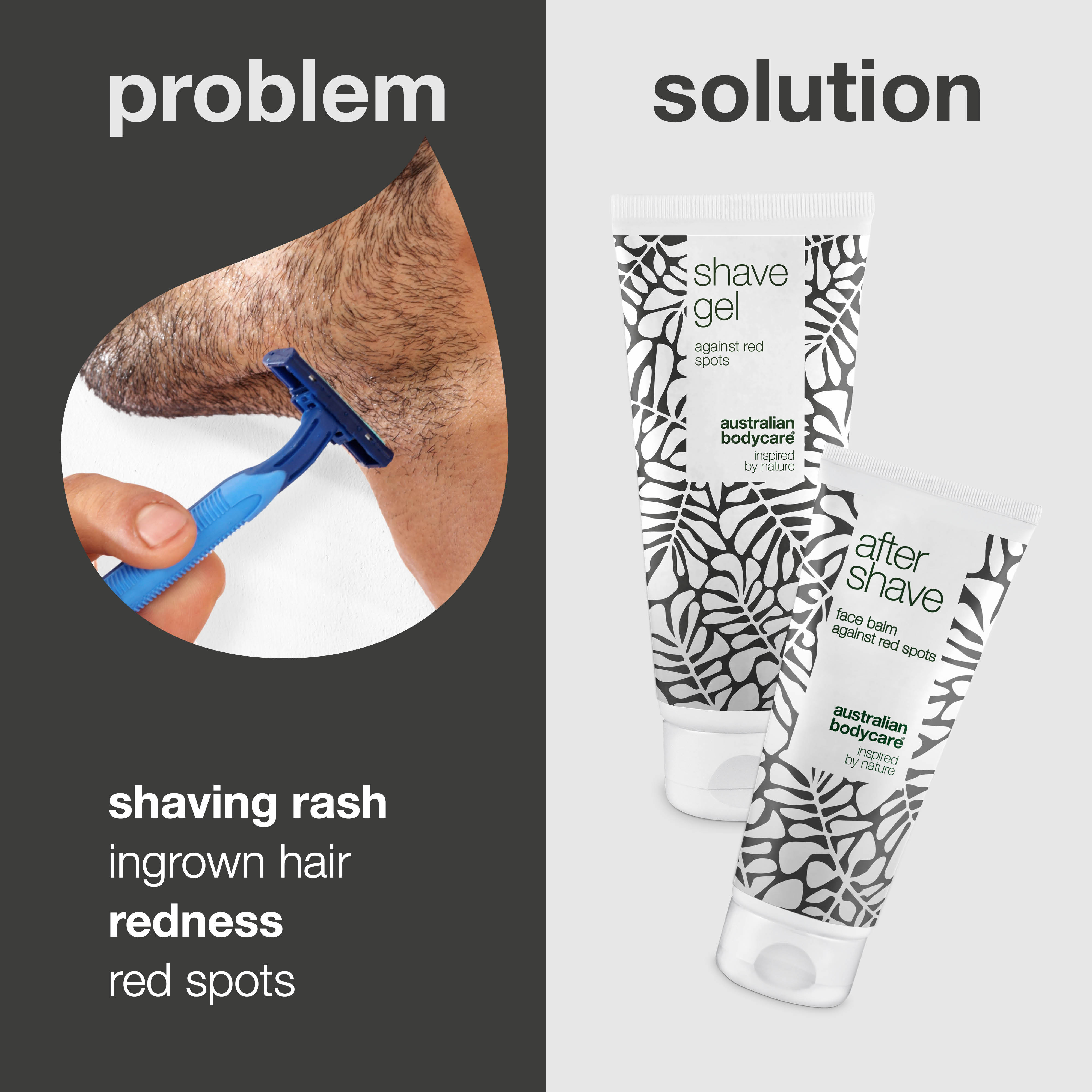 Tıraş sonrası batık kıllar ve tahriş karşıtı bakım kiti — Çift ürünlü set, batık kılları hedefler, tıraş kaynaklı kızarıklık ve tahriş görünümünü azaltmaya yardımcı olur