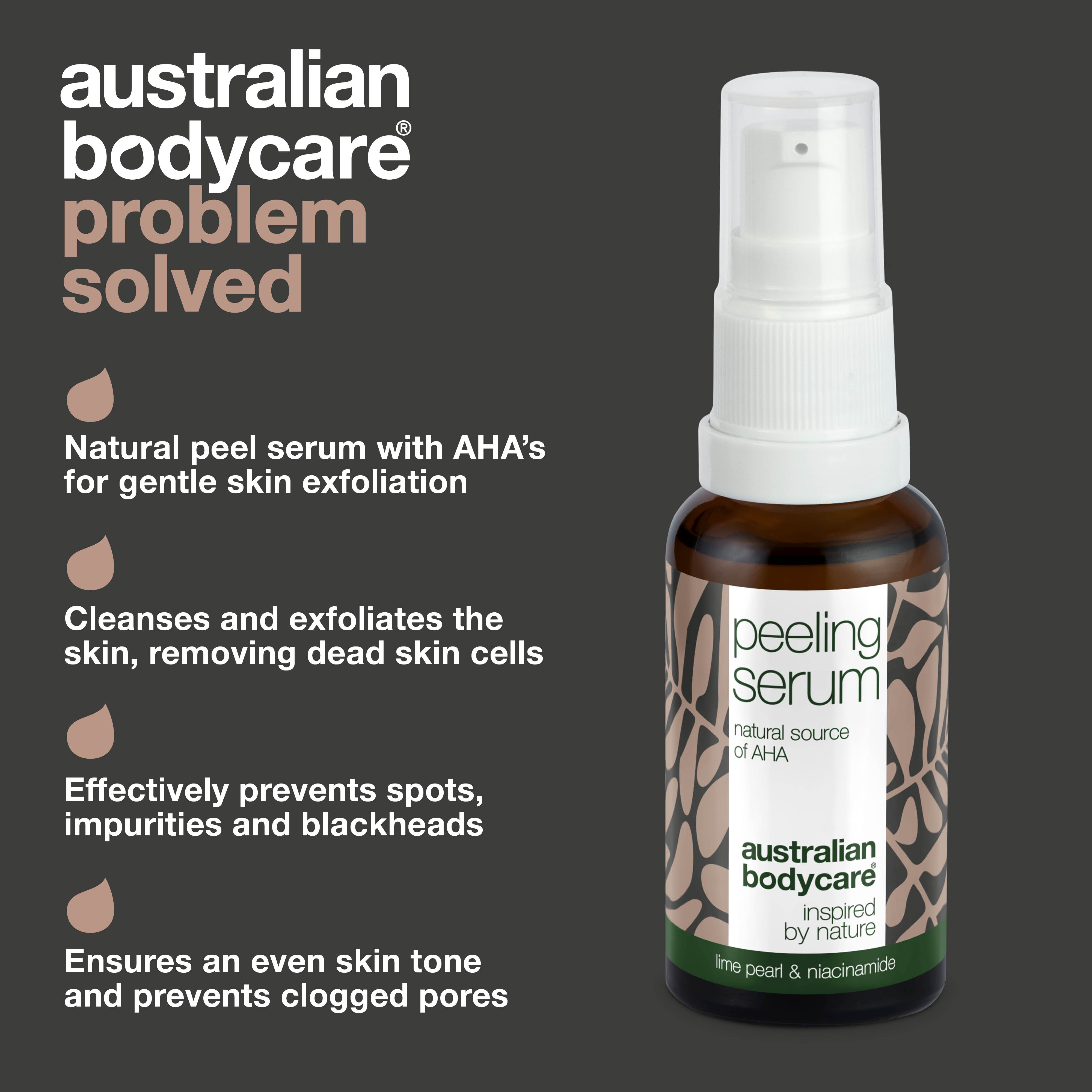 AHA Peeling Serum – Daha pürüzsüz ve taze cilt için arındırıcı bakım — AHA Peeling Serum ölü deriyi nazikçe uzaklaştırır, cilt dokusunu eşitler ve ışıltıyı artırmaya yardımcı olur