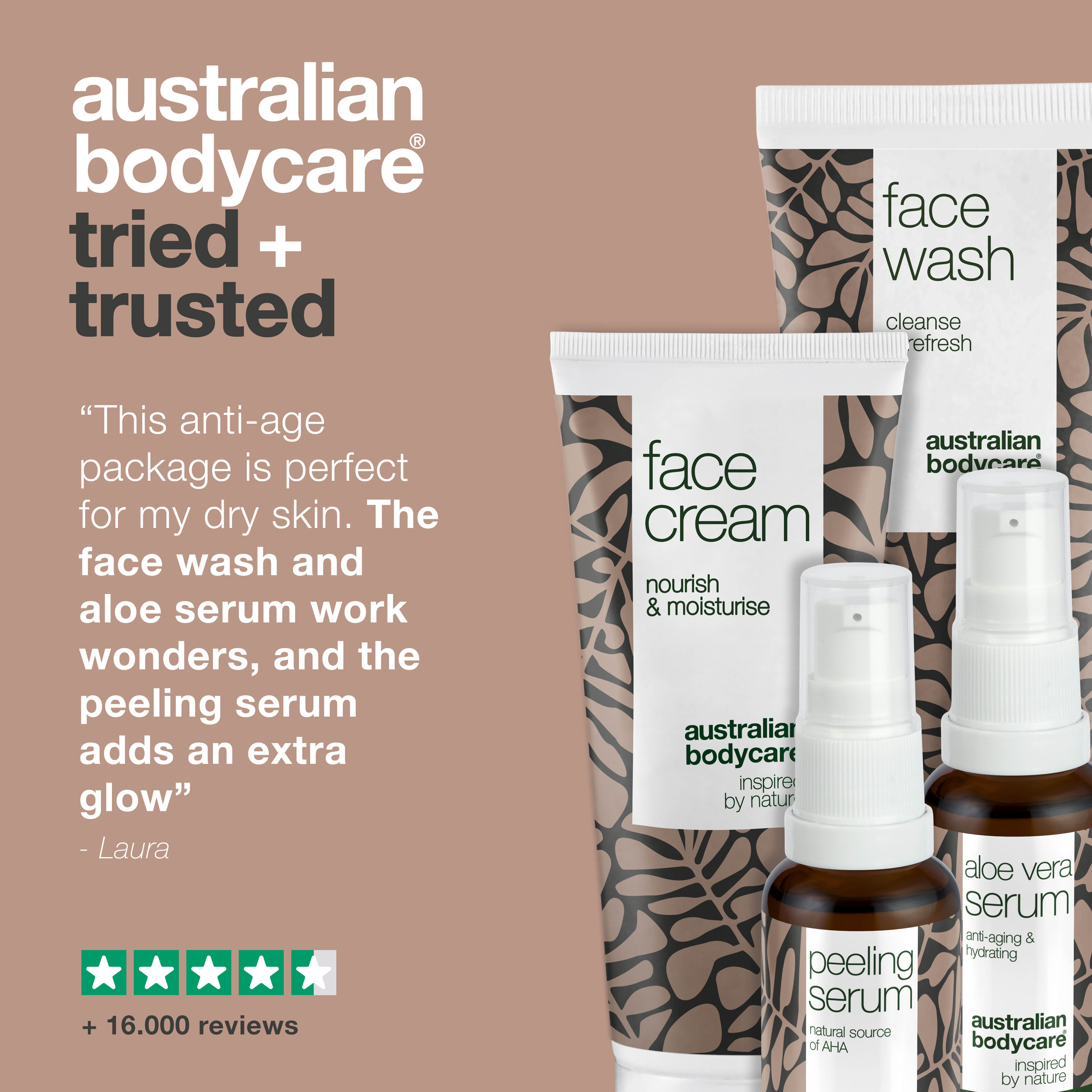 Kırışıklıklar ve susuz kalmış cilt için 4’lü bakım seti — Yüzdeki kırışıklık ve kuruluk görünümünü hedefleyen, cildi nemlendirmeye ve daha pürüzsüz hissettirmeye yardımcı paket