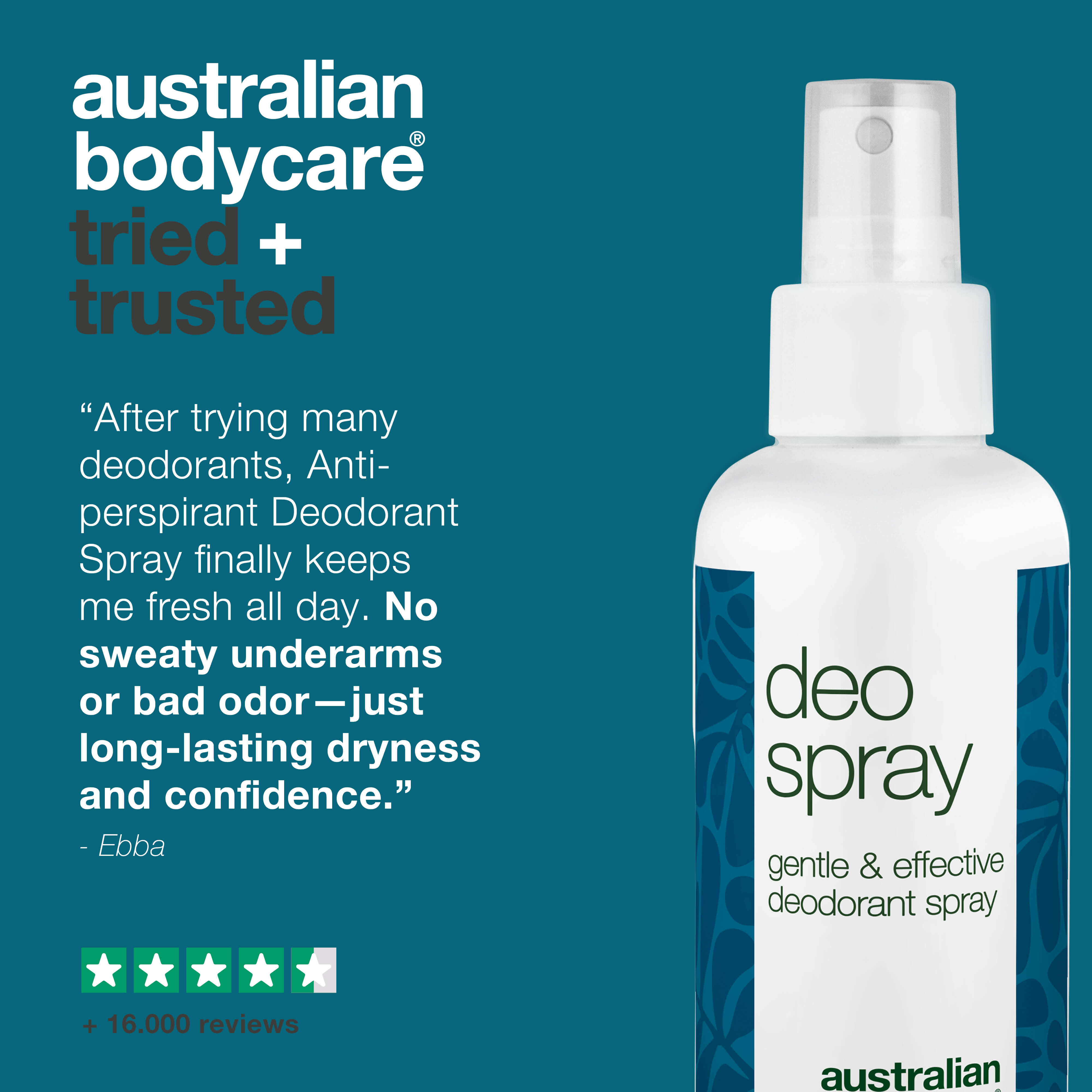 Antiperspirant deodorant sprey – ter ve koku karşıtı koruma — Uzun süre etkili bu deodorant sprey ter ve kokuyu kontrol altına almaya yardımcı olur, dermatolojik olarak test edilmiştir, tüm cilt tiplerine uygundur