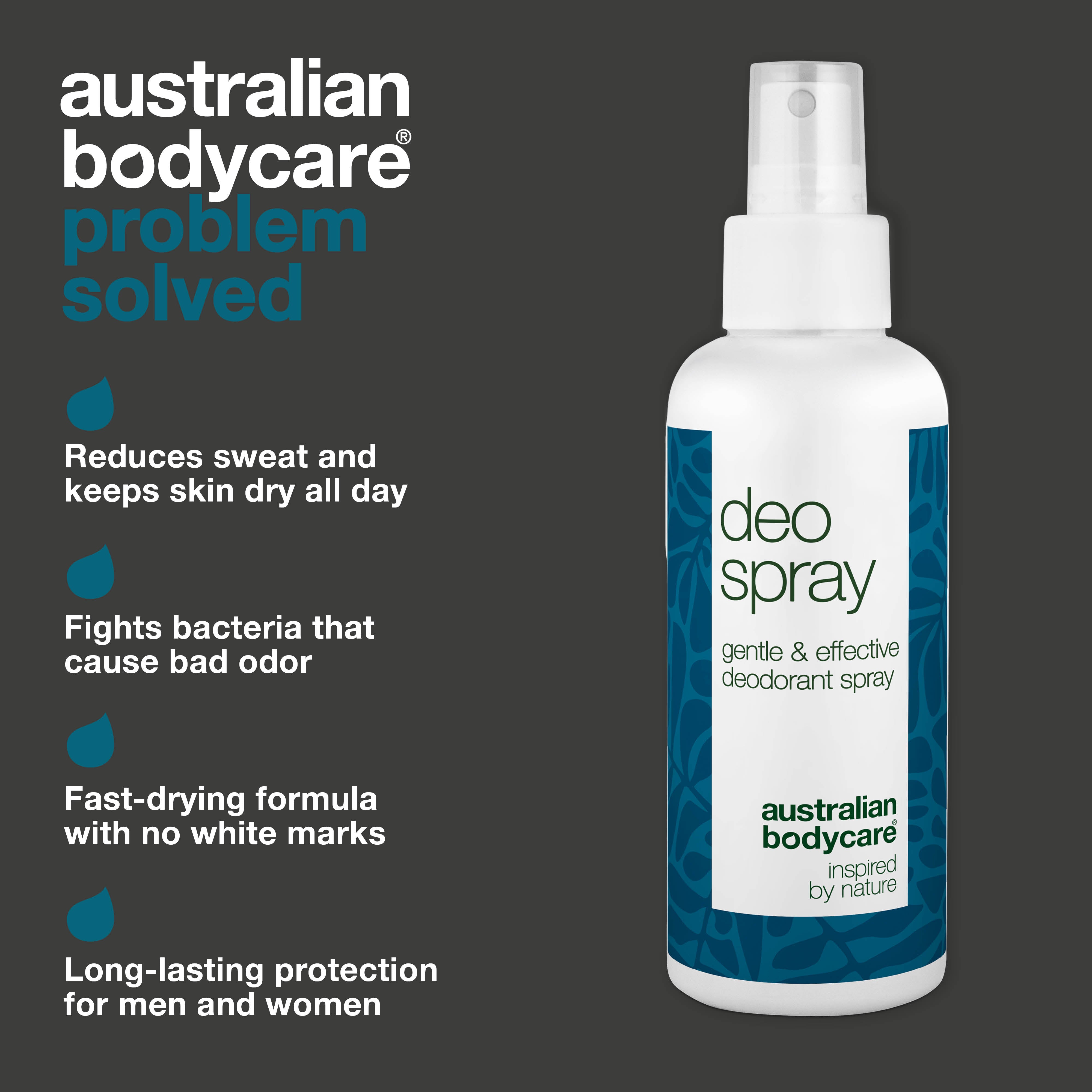 Antiperspirant deodorant sprey – ter ve koku karşıtı koruma — Uzun süre etkili bu deodorant sprey ter ve kokuyu kontrol altına almaya yardımcı olur, dermatolojik olarak test edilmiştir, tüm cilt tiplerine uygundur