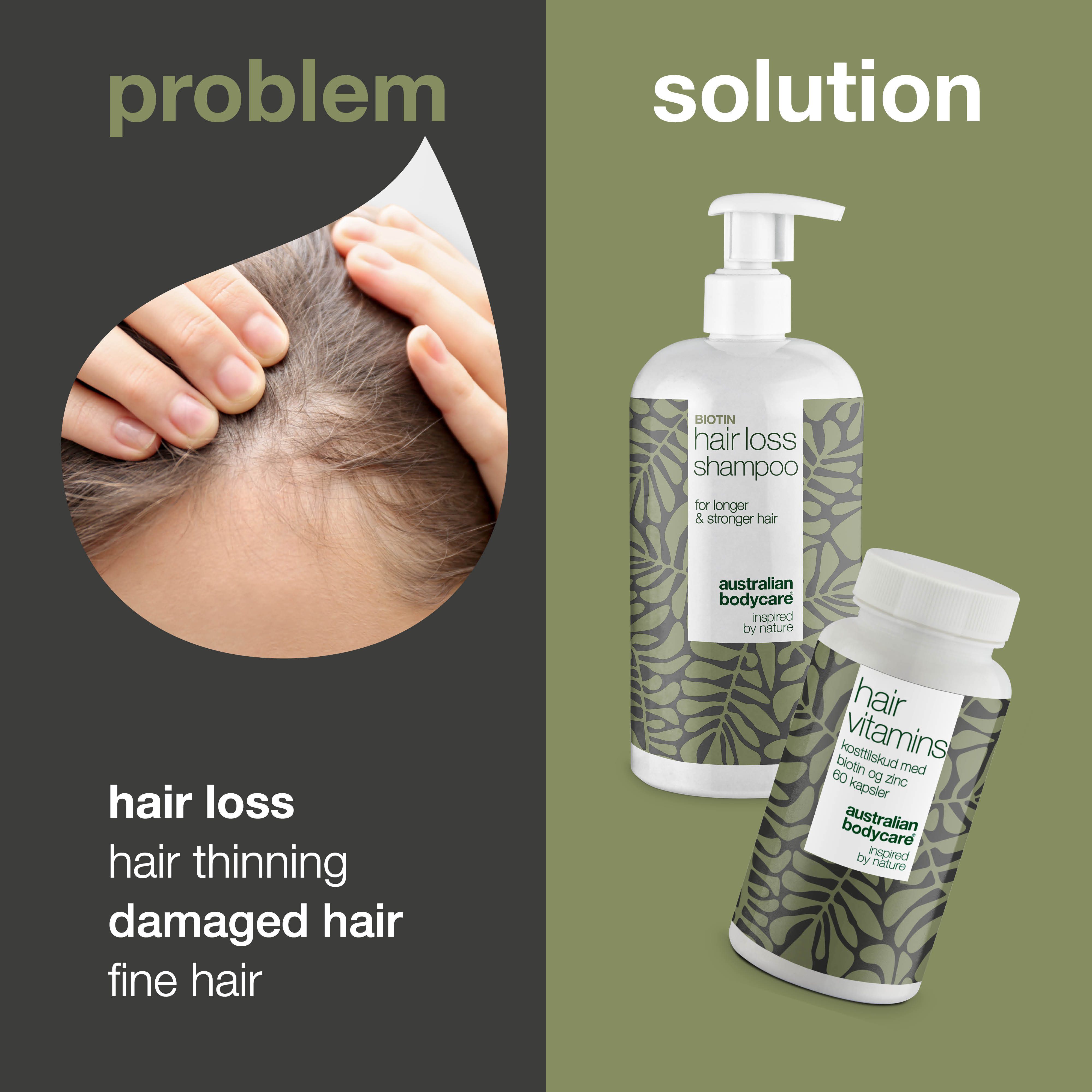 Saç dökülmesine karşı şampuan ve saç uzamasını destekleyen vitaminler — İncelmiş ve yıpranmış saçları güçlendirmeye, daha dolgun ve sağlıklı görünmesine yardımcı olur