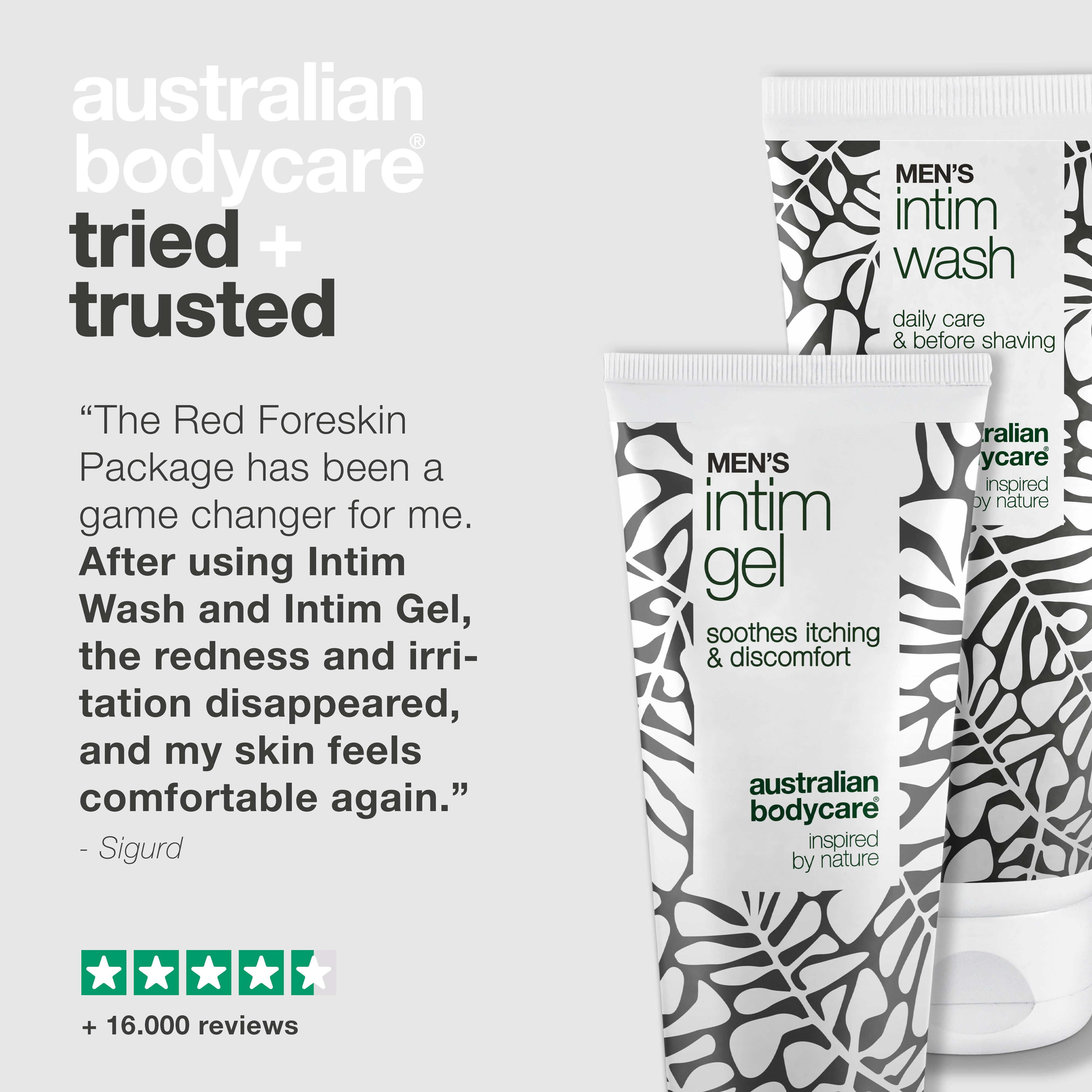 Kızarık sünnet derisi için bakım intim yıkama ve jel çözümü — Erkek intim yıkama ve jel ile kızarıklık ve tahrişe karşı nazik temizlik, günlük hijyen ve rahatlatıcı bakım sağlar