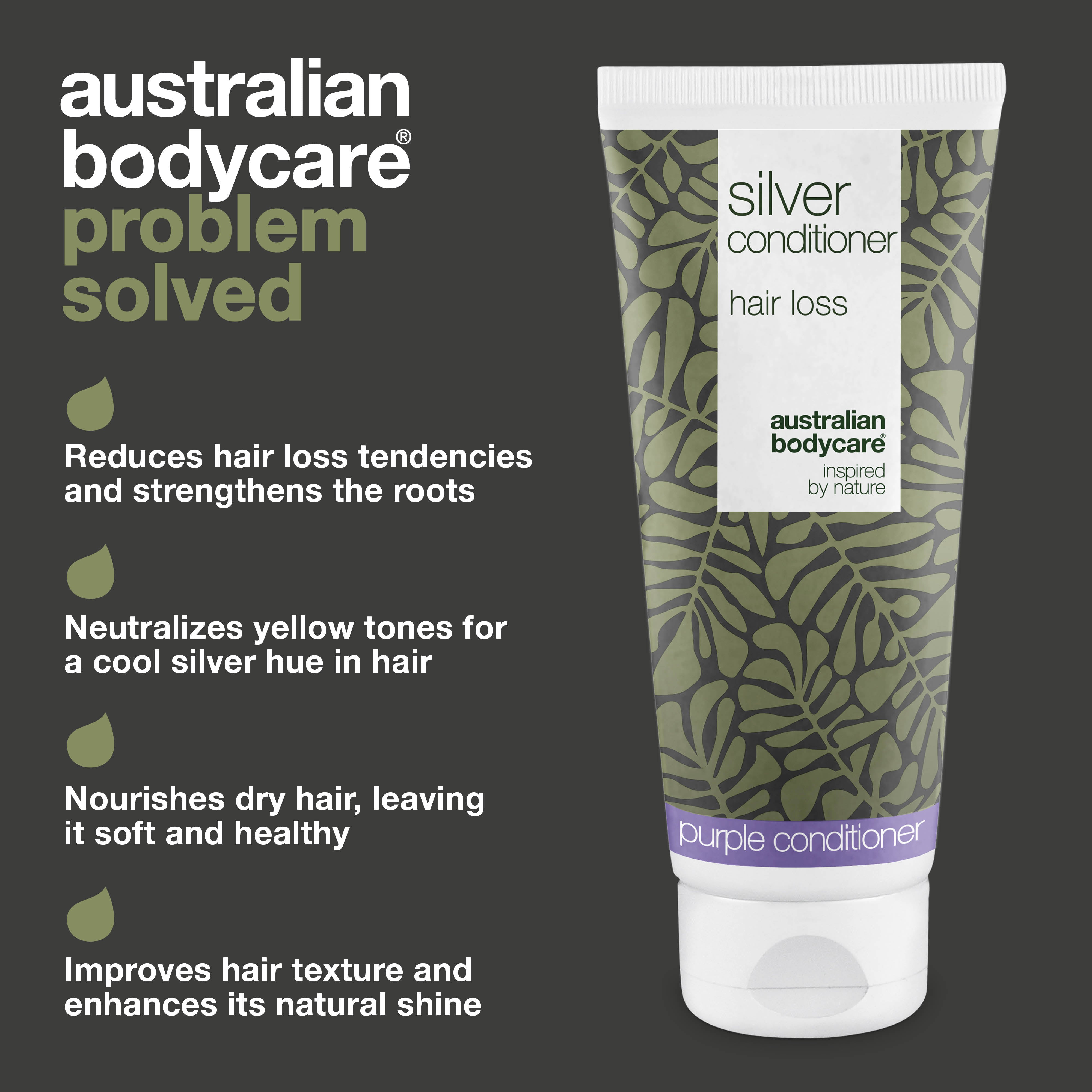 Gri ve sarı saçlar için Silver Saç Kremi – Saç Dökülmesi Bakımı — Gri ve sarı saçları besler, dökülmeyi azaltmaya yardımcı olur, sarı tonları nötralize ederek saçı yumuşak ve parlak bırakır