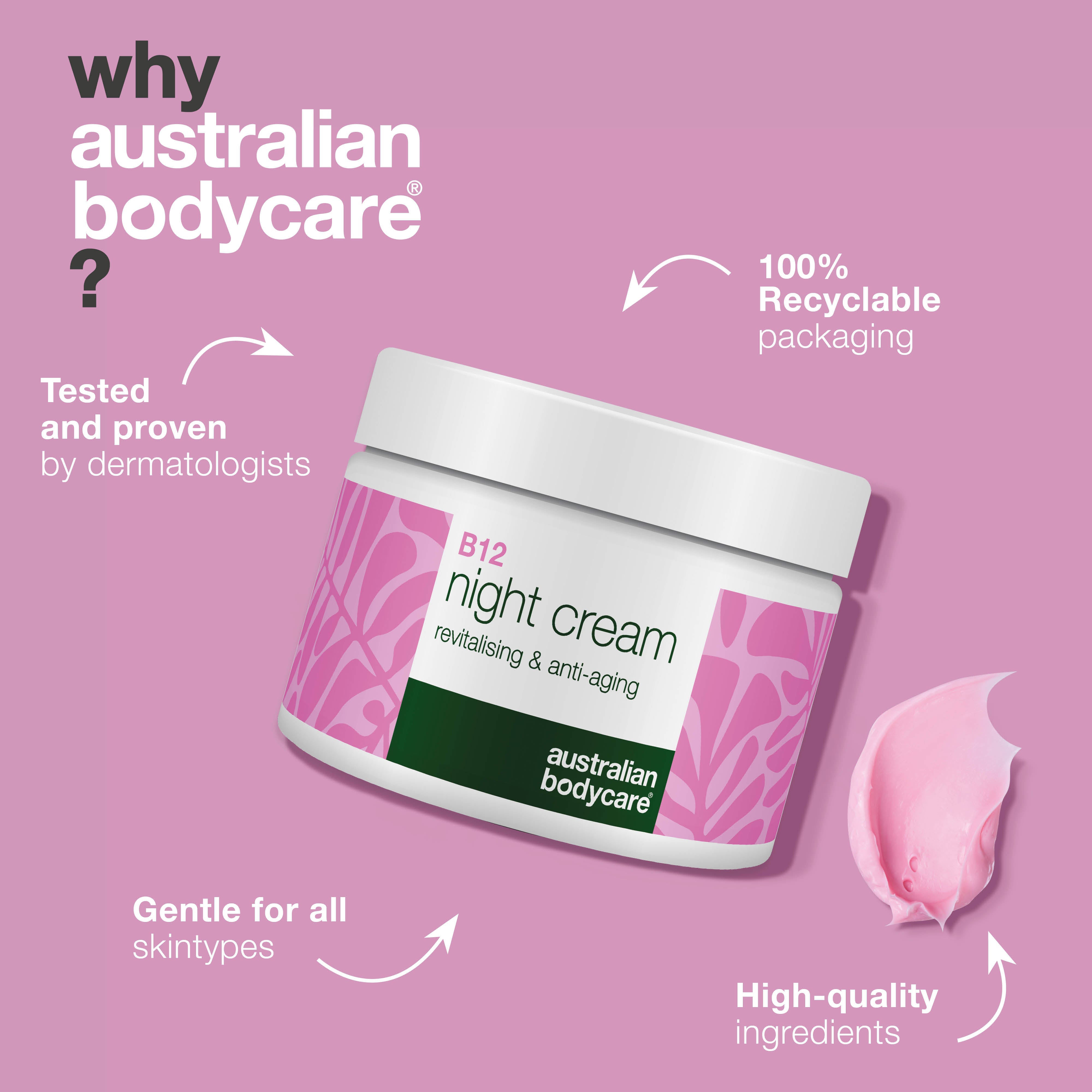 B12 NIGHT CREAM — Gece boyunca yoğun nem sağlar, cildi besleyip toparlar ve daha canlı, ışıltılı bir görünüm kazandırmaya yardımcı olur.