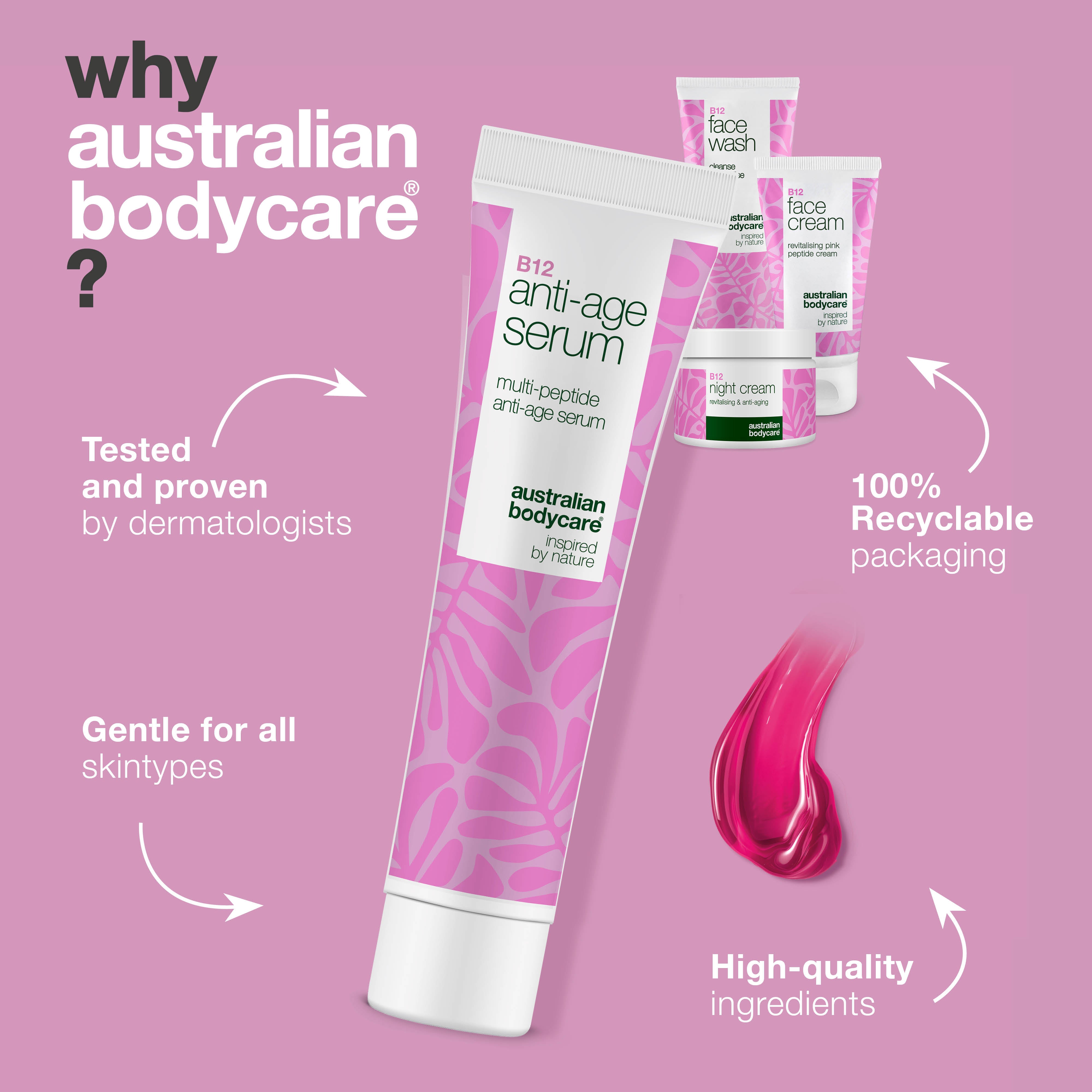 Vitamin B12 yaşlanma karşıtı set – olgun ciltler için yoğun nem ve sıkılaşma sağlayan bakım seti, cilt dokusunu pürüzsüzleştirir, daha canlı ve toparlanmış bir görünüm sunar