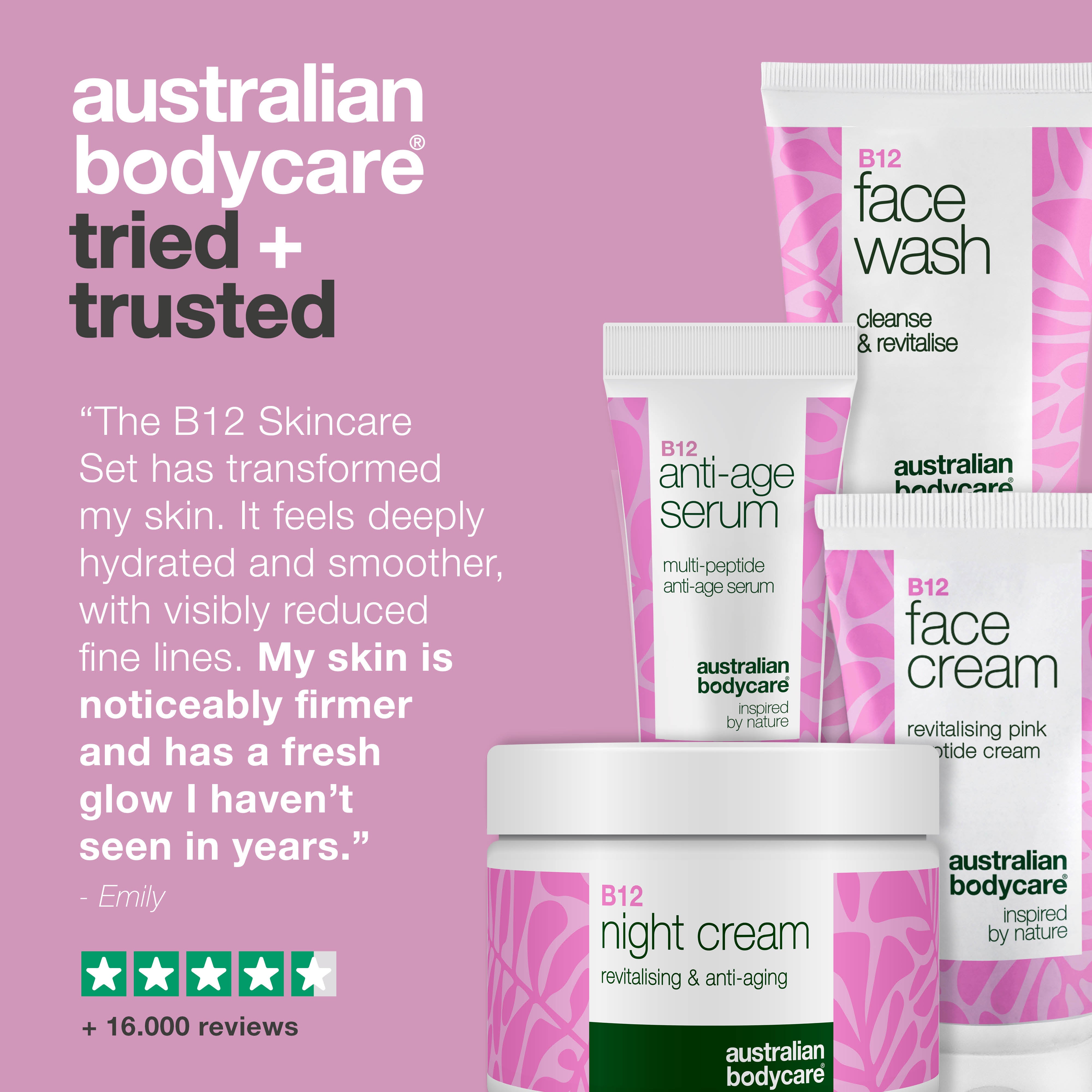 Vitamin B12 yaşlanma karşıtı set – olgun ciltler için yoğun nem ve sıkılaşma sağlayan bakım seti, cilt dokusunu pürüzsüzleştirir, daha canlı ve toparlanmış bir görünüm sunar