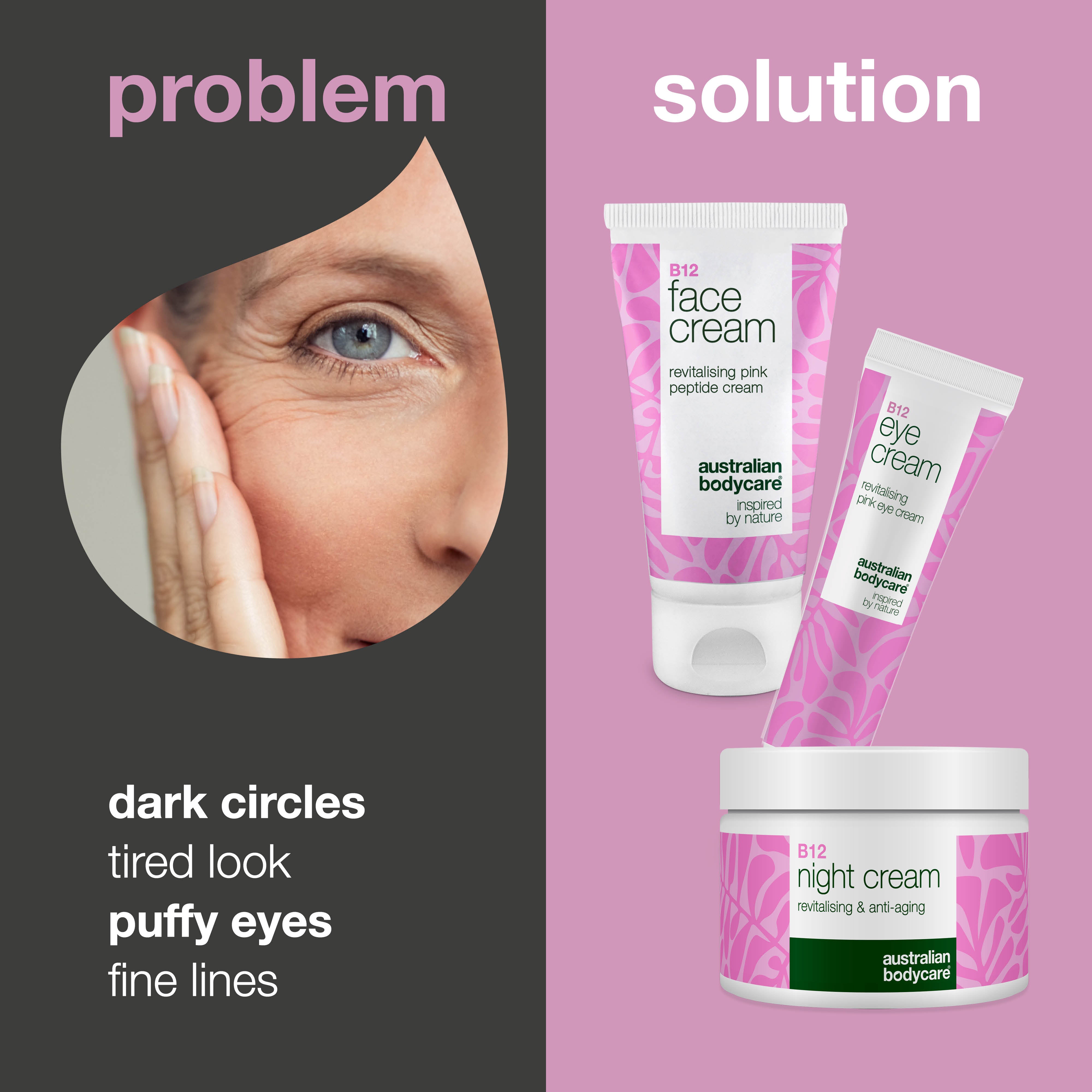 B12 göz bakım seti şişlik ve koyu halkalar için — Koyu halka ve şişlik görünümünü hedefleyen B12 seti, göz çevresine nem ve aydınlık kazandırmaya yardımcı olur