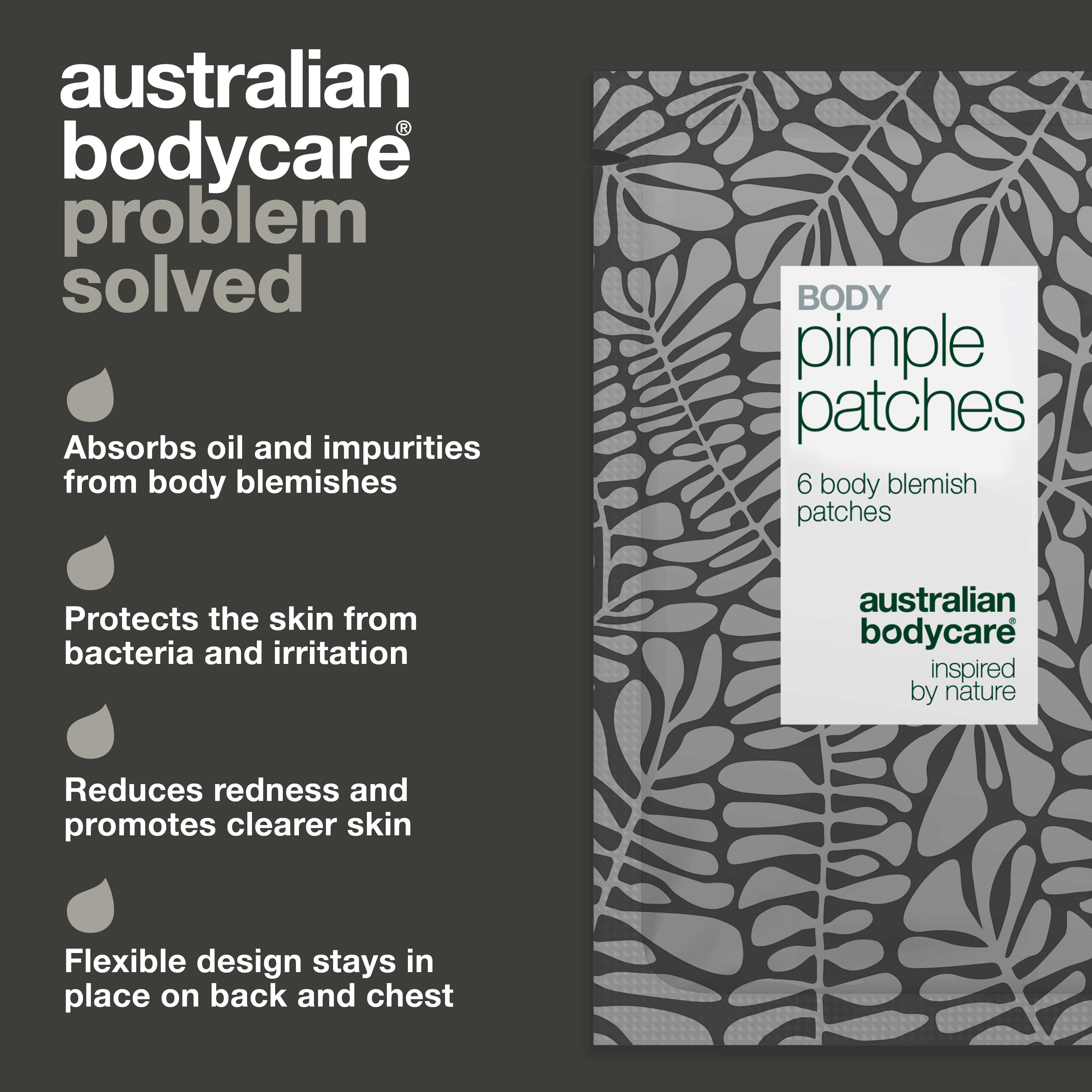 Vücut Sivilce Bantları – Sırt ve Göğüs İçin Nokta Bakım — Sırt, göğüs ve omuzdaki sivilcelere özel bantlar; fazla yağı emer, cildi korur, yeni sivilce oluşumunu azaltmaya yardımcı olur, vücut kusurlarına uygundur