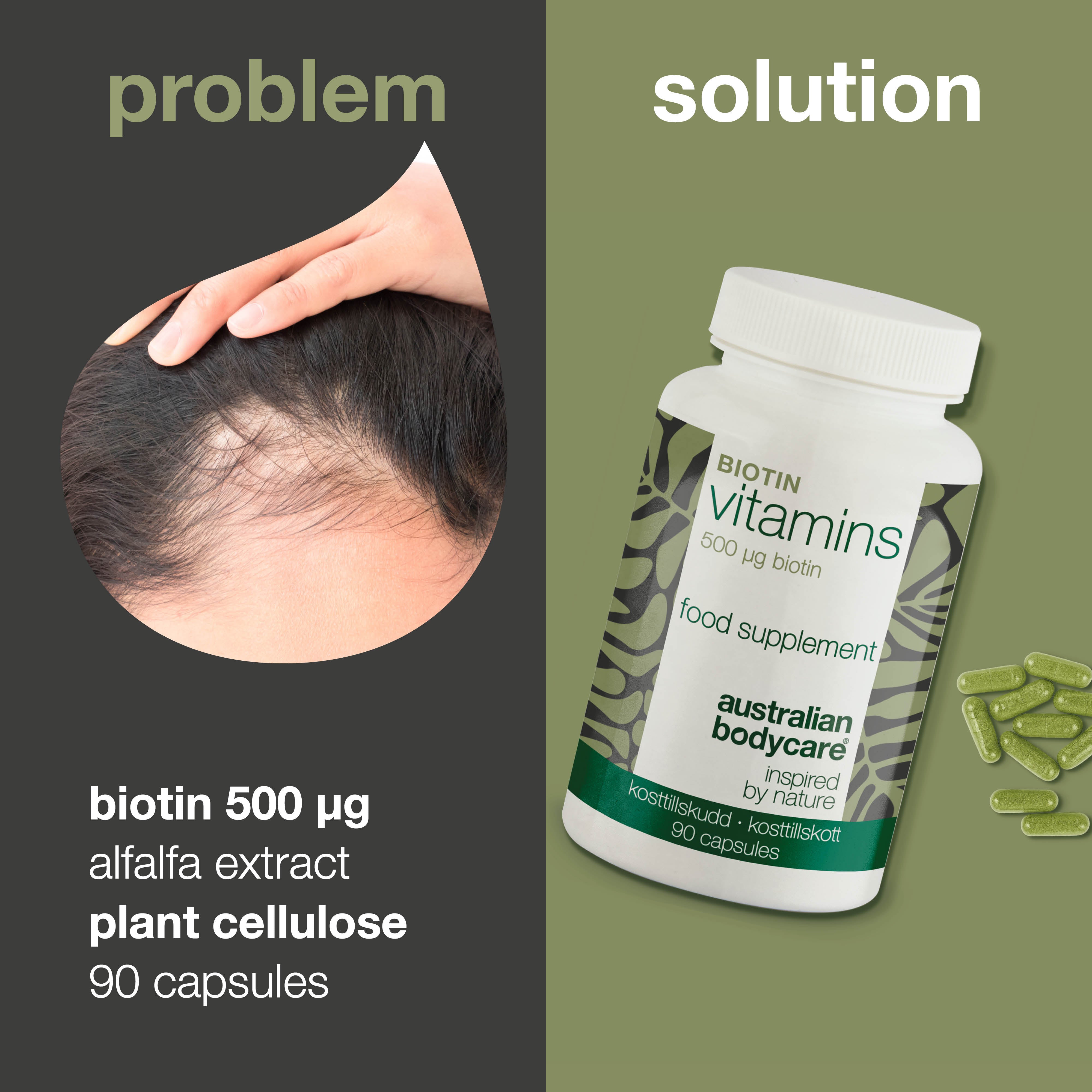 Biotin 500 µg Günlük Vitamin B7 Takviyesi – 90 Tablet — Biotin 500 µg içeren günlük kullanım için vitamin B7 takviyesi; saç, cilt ve mukozaların korunmasına destek olur