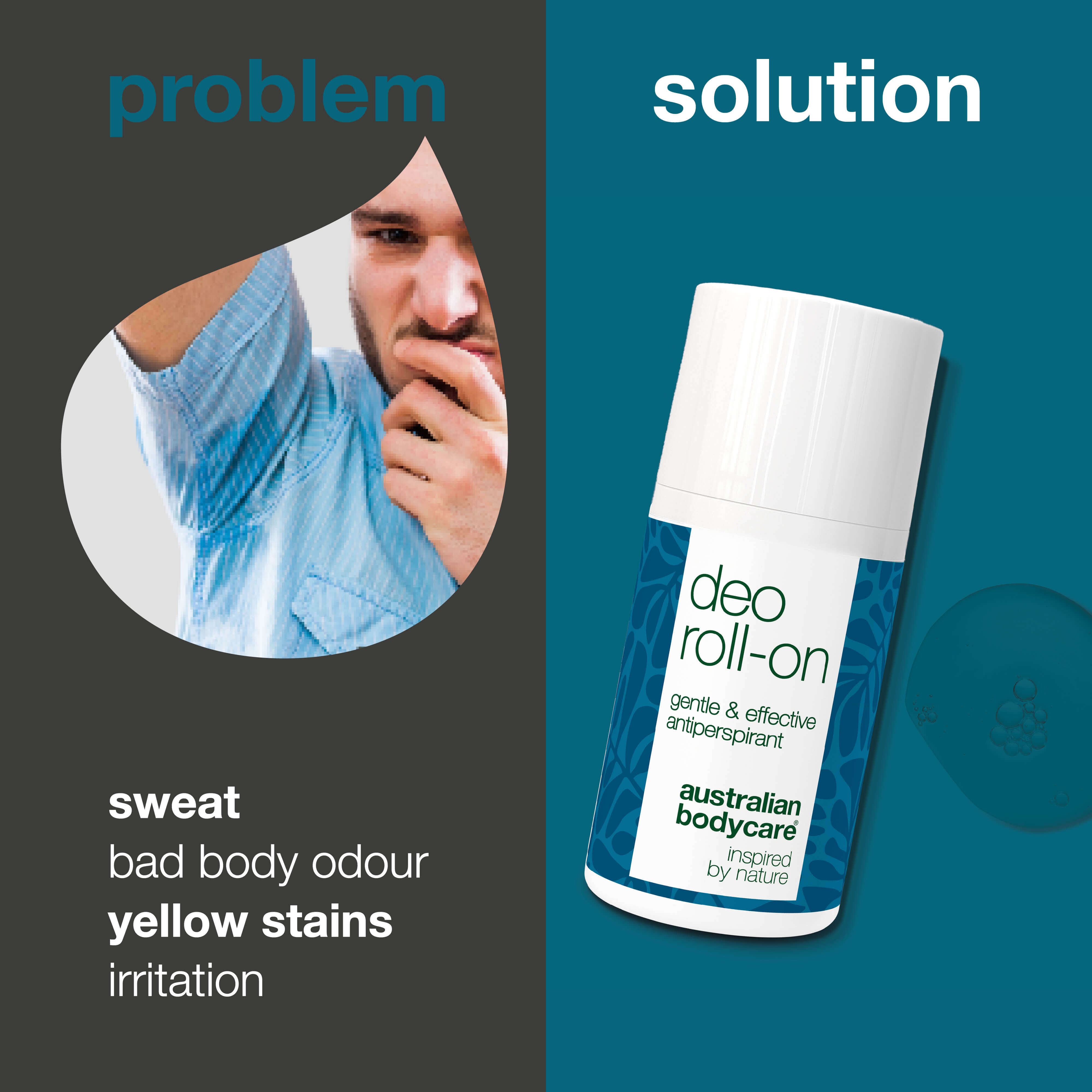 Terleme ve kokuya karşı koruma sağlayan roll-on antiperspirant deodorant — Hassas ciltler için günlük kullanıma uygun, tahriş ve leke bırakmadan gün boyu ferahlık ve kuruluk sağlar