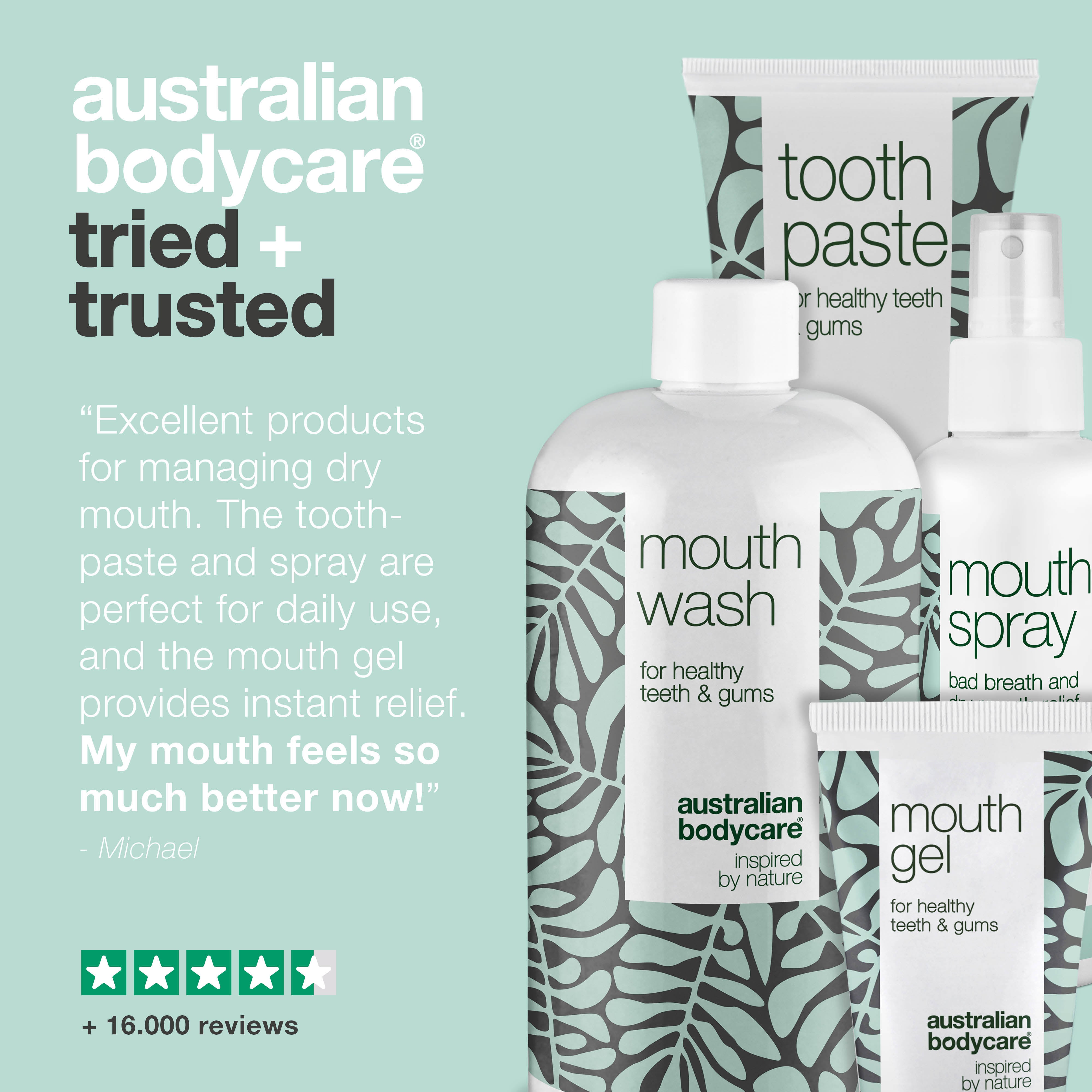 Kuru ağız bakımı için 4’lü set — Kuru ağız şikâyeti yaşayanlar için 4 nemlendirici ürün içeren bakım seti, günlük kullanımda ağız kuruluğuna karşı rahatlık ve konfor sağlar