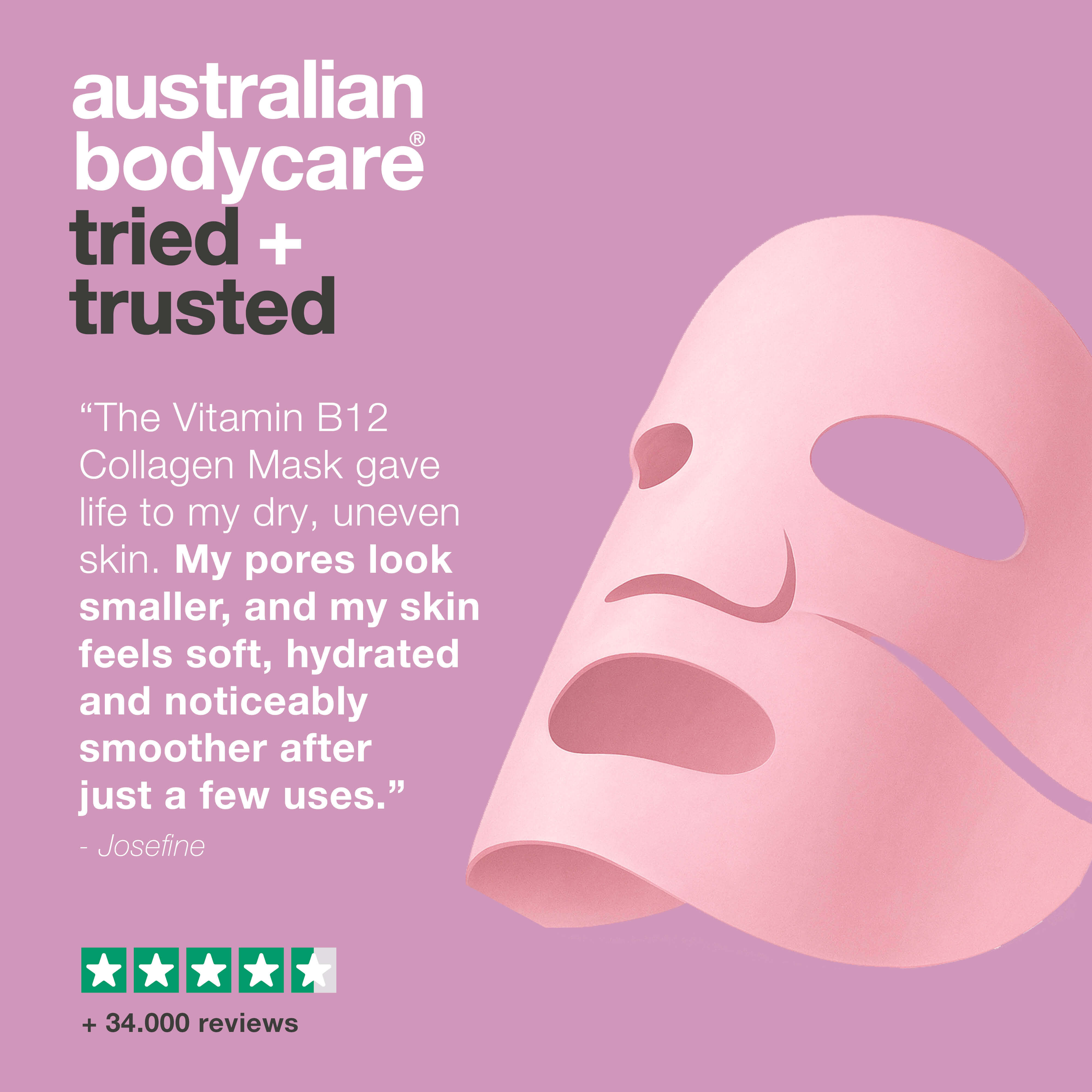 Vitamin B12 kolajen maske kuru ve yorgun cilt için — Vitamin B12, niasinamid, peptit, kolajen ve hyaluronik asit içeren maske; kuru, donuk cildi nemlendirir, canlı ve dolgun görünüm sağlar