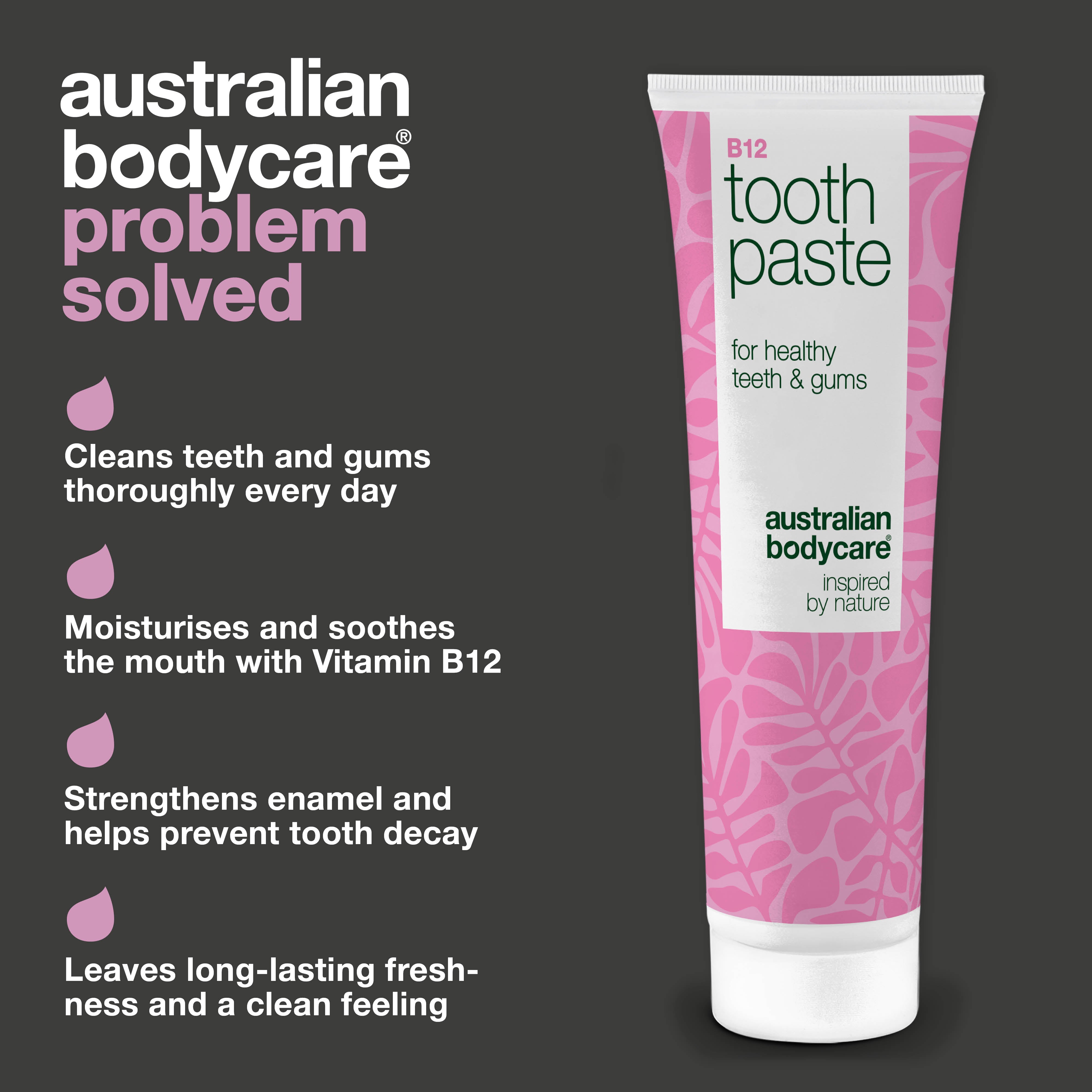 Vitamin B12 diş macunu kuru ağız ve tahriş için — Vitamin B12 diş macunu dişleri güçlendirir, nefesi ferahlatır; florür ve çinko ile mineyi ve diş etlerini korumaya yardımcı olur