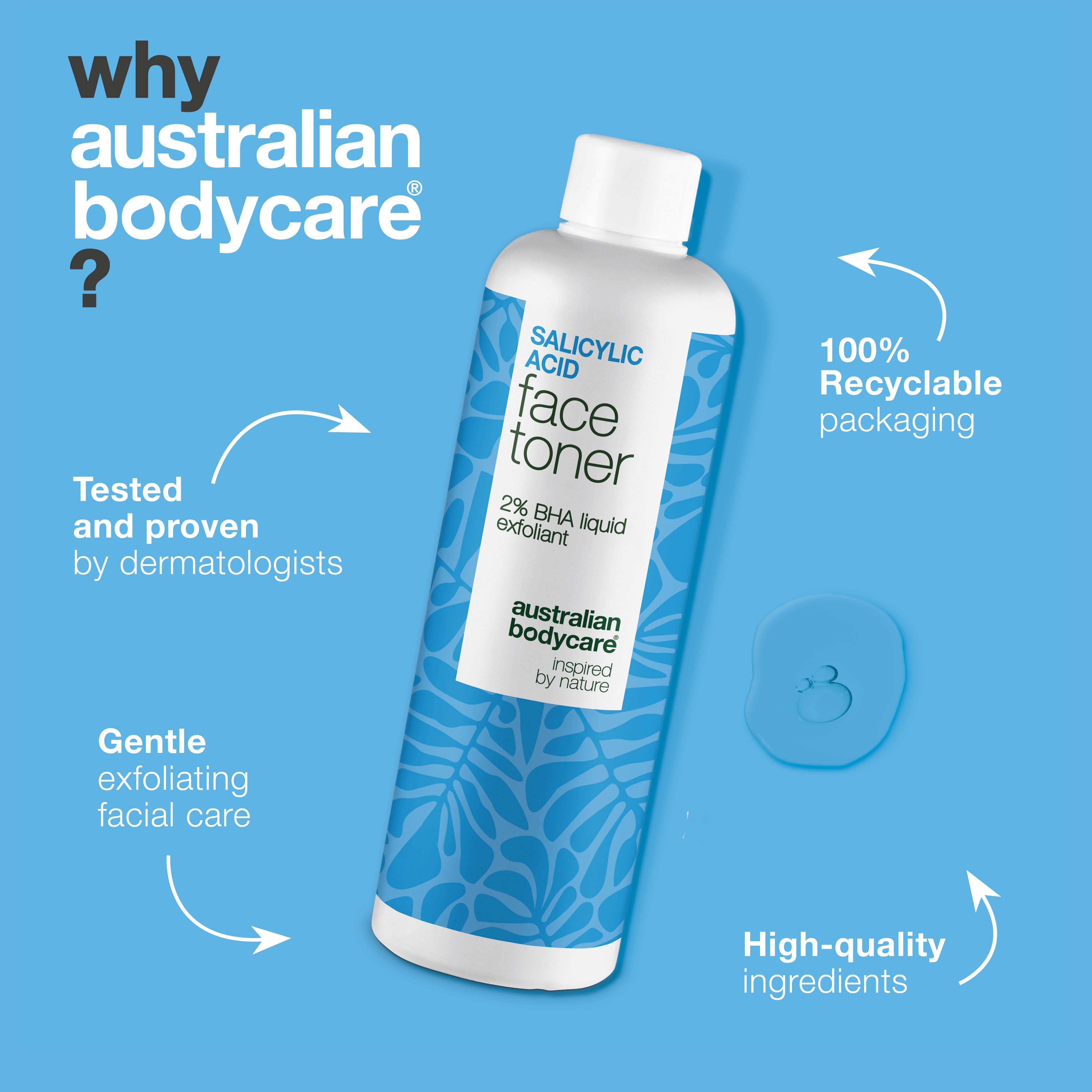 Salisilik Asit Tonik sivilceler ve geniş gözenekler için — BHA peeling gözenekleri arındırır, sivilce görünümünü azaltır, cilt dokusunu pürüzsüzleştirir, düzenli kullanımda cildi daha netleştirir