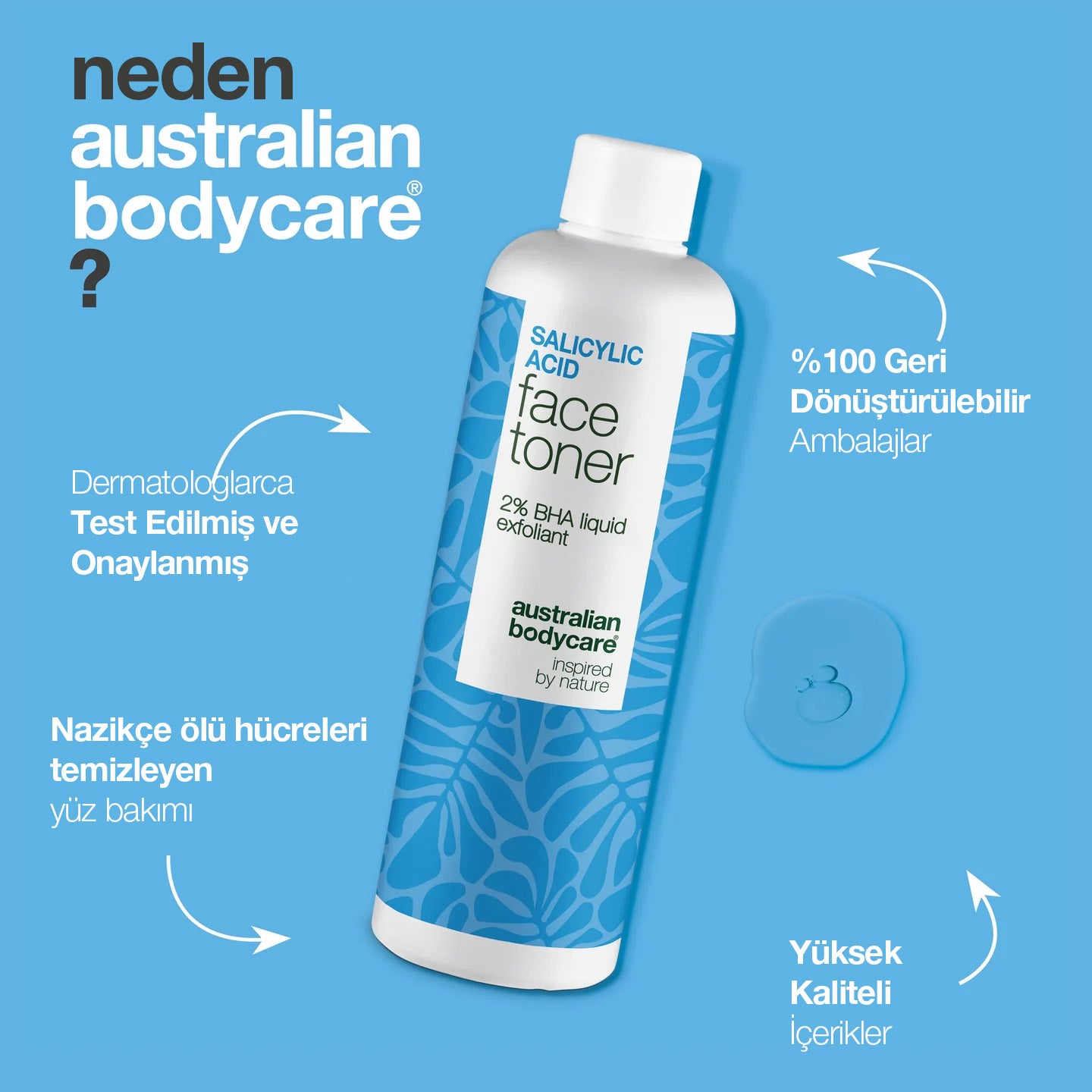 SALICYLIC ACID FACE TONER - Yüz Toniği — BHA peeling gözenekleri arındırır, sivilce görünümünü azaltır, cilt dokusunu pürüzsüzleştirir, düzenli kullanımda cildi daha netleştirir