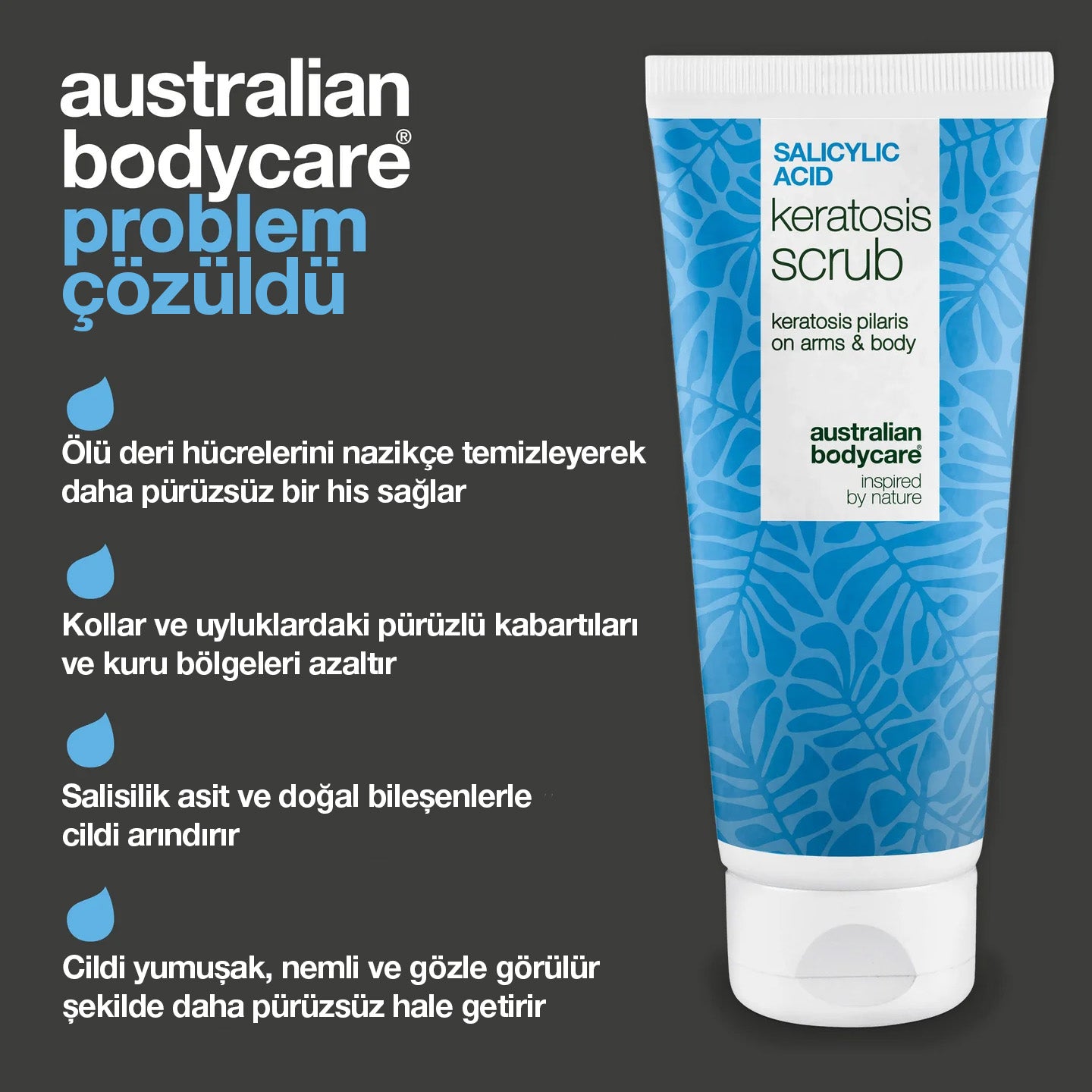 SALICYLIC ACID KERATOSIS SCRUB — Salisilik ve glikolik asit ile nazikçe arındırır, gliserinle yumuşatır, pürüzleri azaltmaya yardımcı olur