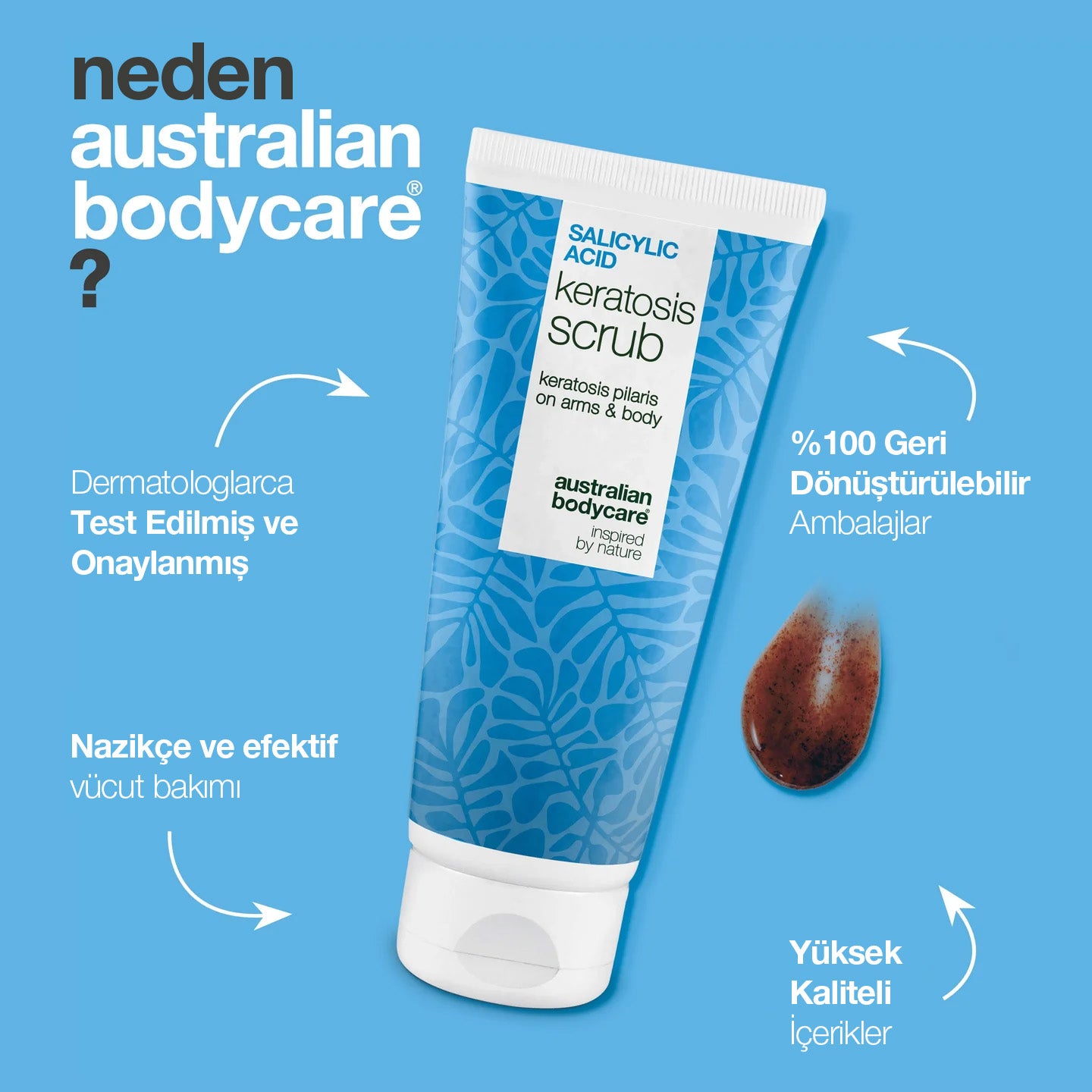 SALICYLIC ACID KERATOSIS SCRUB — Salisilik ve glikolik asit ile nazikçe arındırır, gliserinle yumuşatır, pürüzleri azaltmaya yardımcı olur